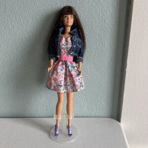 1998 Mattel Barbie Head on 1966 Twist N Turn Body Dk Brown Hair Lavender Eyes